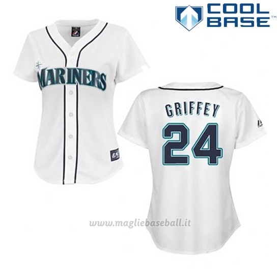 Maglia Baseball Uomo Seattle Mariners Ken Griffey 24 Bianco Cool Base